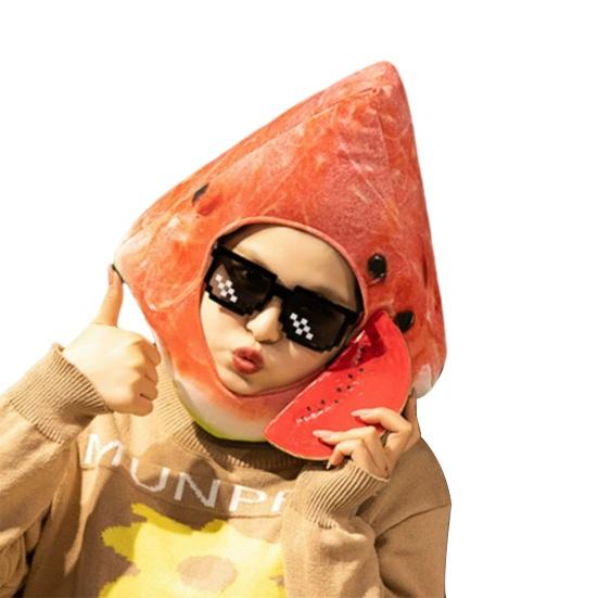 Foto clona Jasné barevné tvar ovoce jídlo Měkká plyšová pokrývka hlavy Otvor pro obličej Kostým internetové celebrity Párty rekvizita