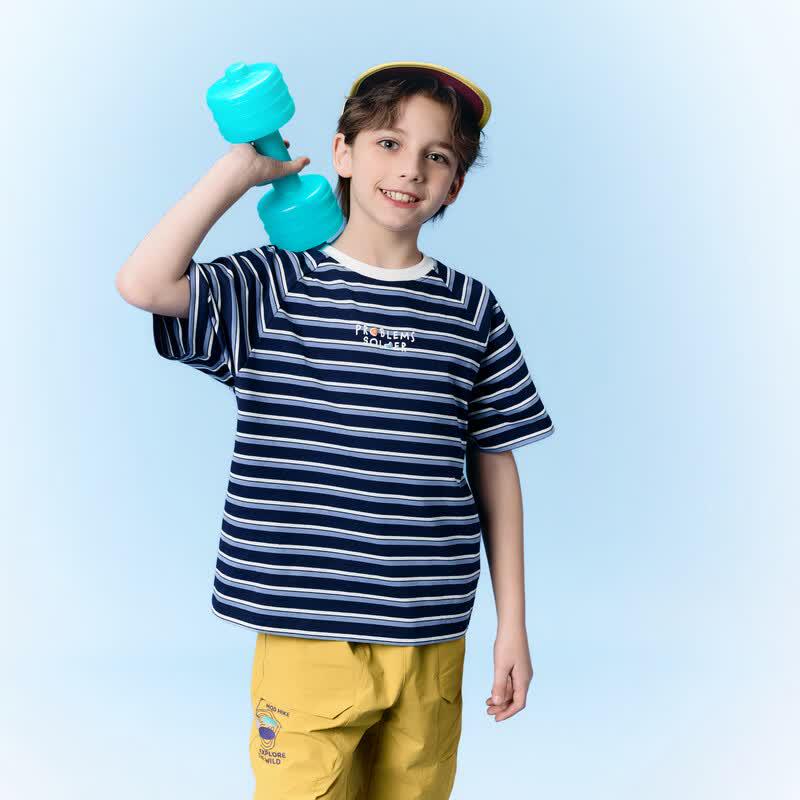 MQD Boys' College Style Striped Short Sleeve T-Shirt