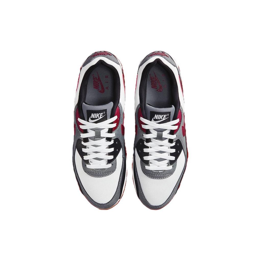 Nike Air Max 90 Team Red Gum Men Sneakers White Cool-Grey Black FB9658-100