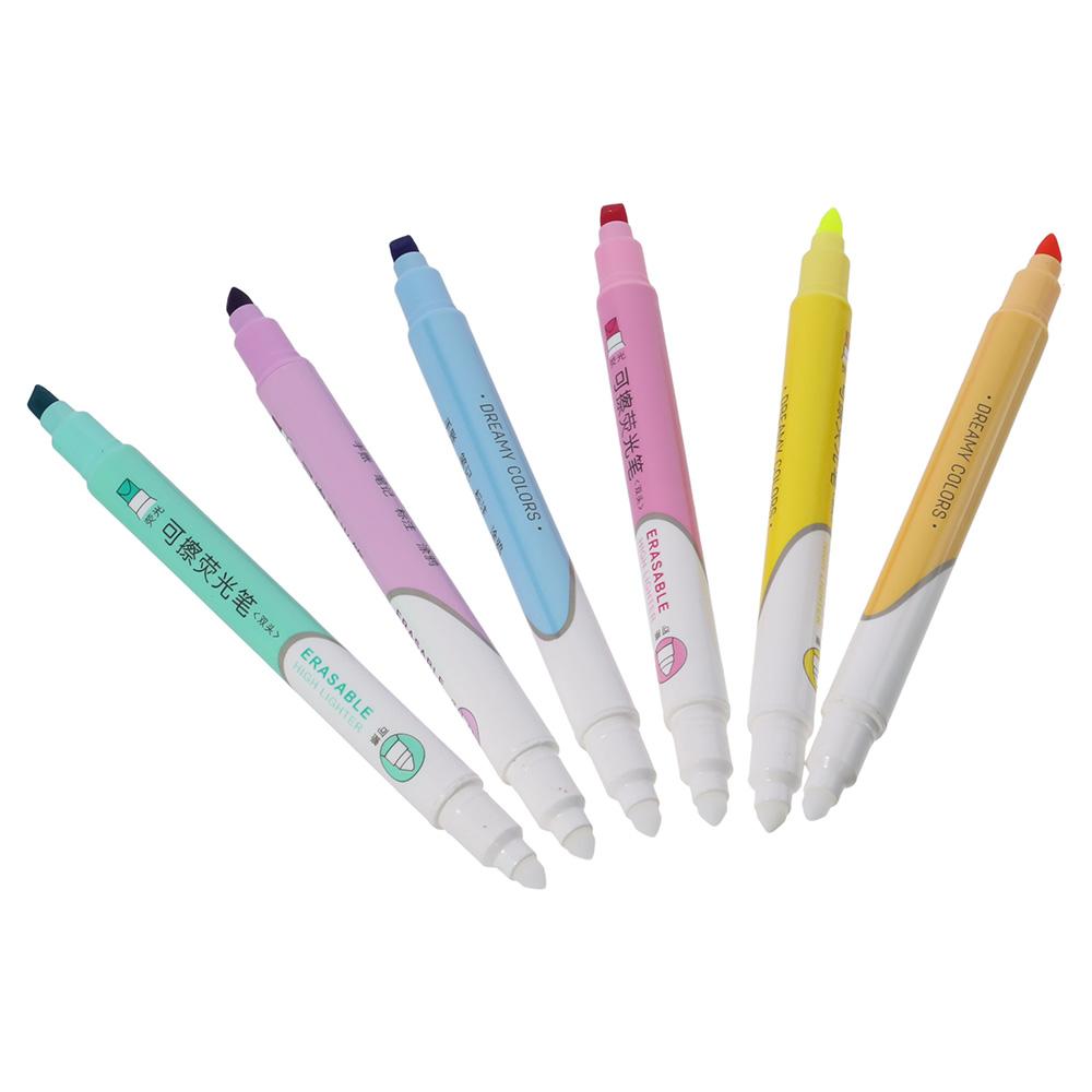 6PCS Durable Creative Color Doodle Pen Multi-color Double Head Smooth Writing Highlighters