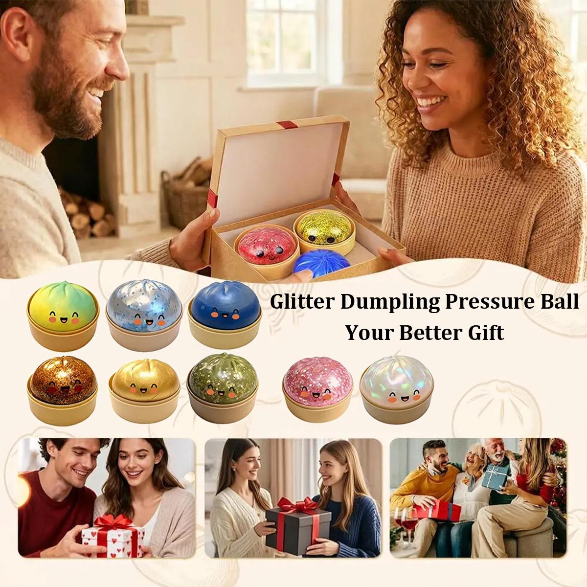 Favorite Toy Giant Dumpling Squishy Giant Glitter Dumpling, Colorful Dumplings Stress Balls Fidget Sensory Toy,Squeeze Dough Ball Stress Reli
