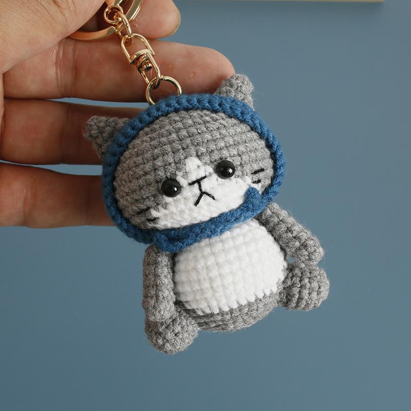 Handmaking Crochet Rabbit Doll Keychain For Gifts Cute Animal Doll Crochet Keychains Knitting Kitten Keyrings Custom