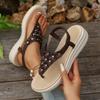 Women's Fashion Bohemian Style Flowers Clip-toe Sandals Thick-soled Flip Flops Womens Wedge Open Toe Beach Comfort Roman Sandals