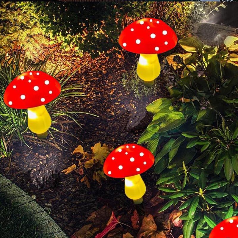Solar Powered Starry Mushroom Lawn LED String Lights