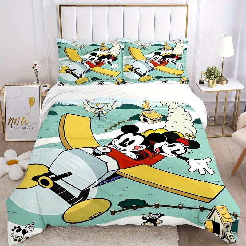 3pcs Mickey, Minnie Printed Bedding Set, Breathable And Soft, Machine Washable, Christmas Gift, Suitable for Bedroom Decoration, 099