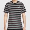 Nike Club T Shirts Men's Gray Black Stripes Crew Neck Moderate HJ0551-011