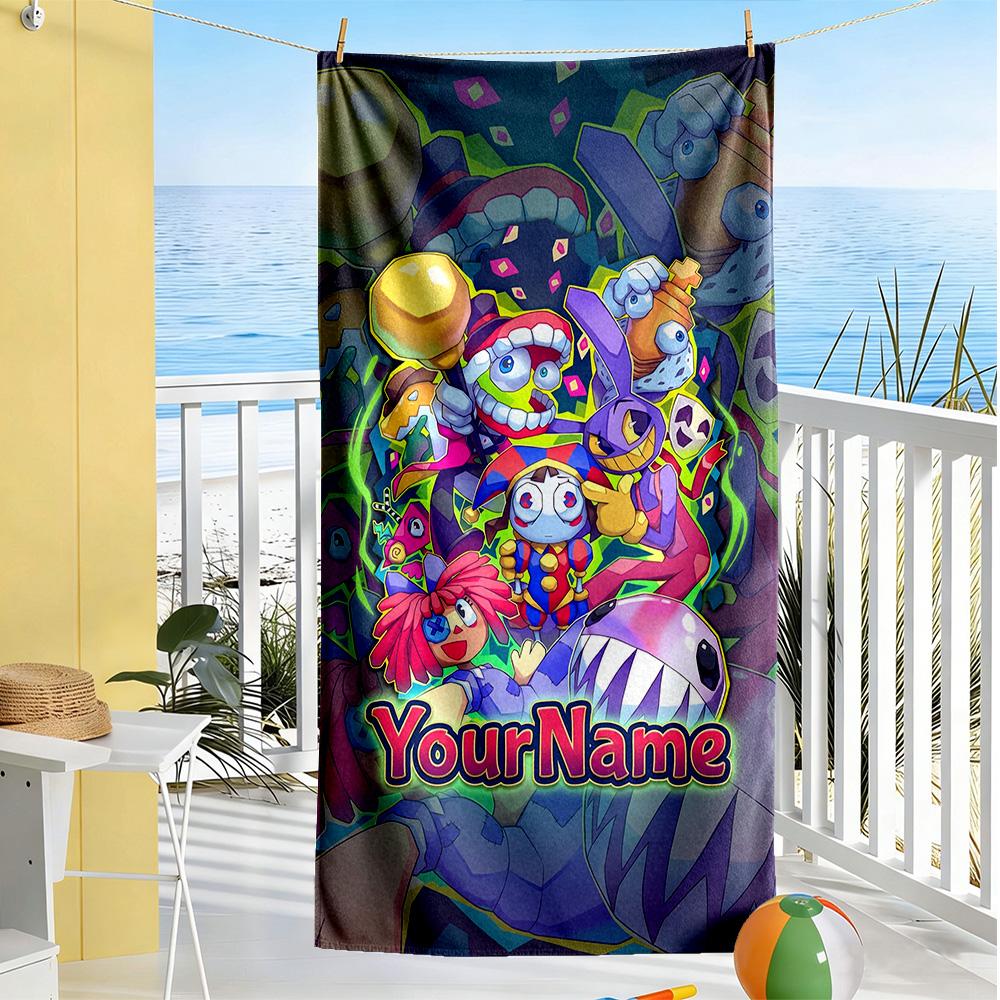 Digital Circus Personalized Name Beach Towel High Absorbency & Quick-Dry