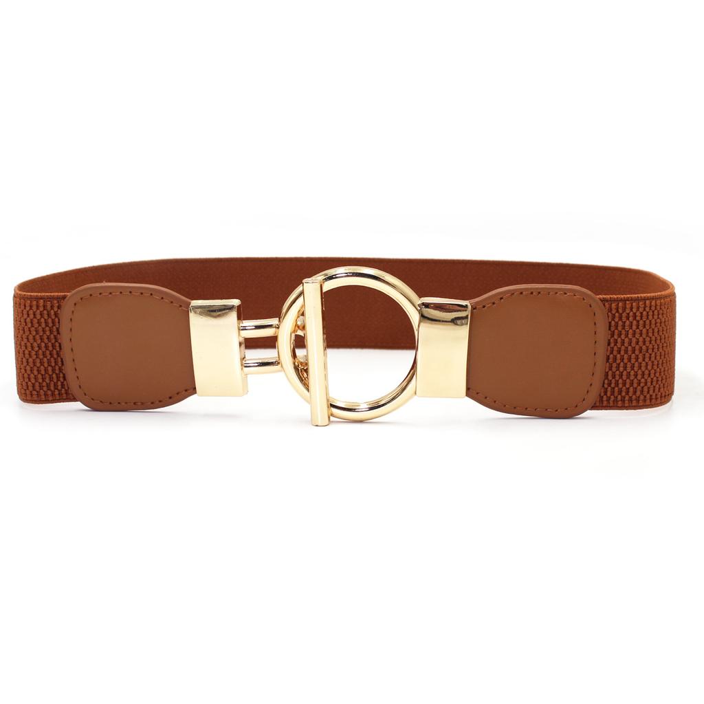 4Cm Dress Waist Elastic Elastic Elastic Wide Waist Seal Simple Gold Round Buckle Women'S Decorative Belt Four Sizes