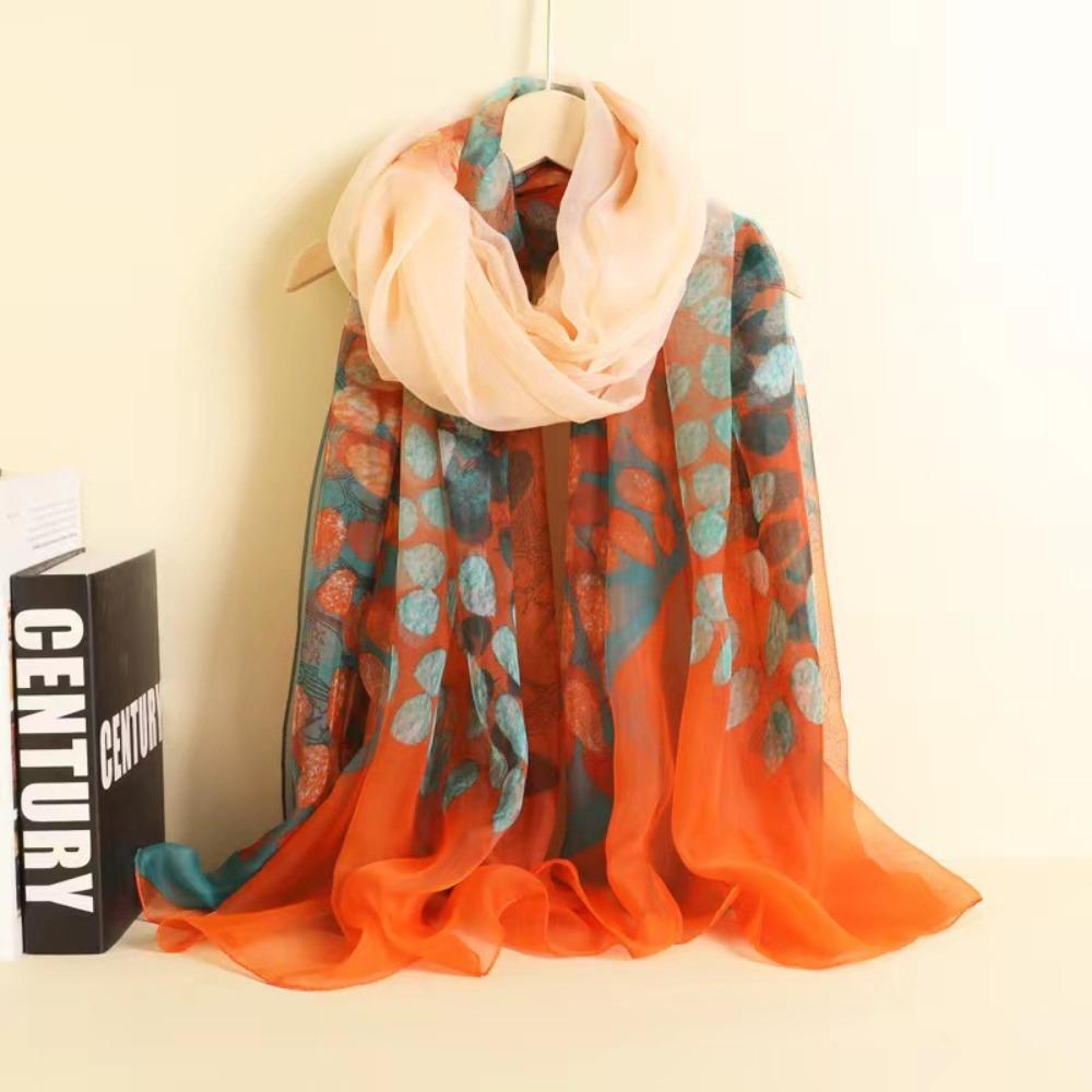 Spring and Autumn Shawl Women's Sunscreen Scarf White with Long Soft Gauze Summer Seaside Large Beach Scarf Travel Silk Scarf