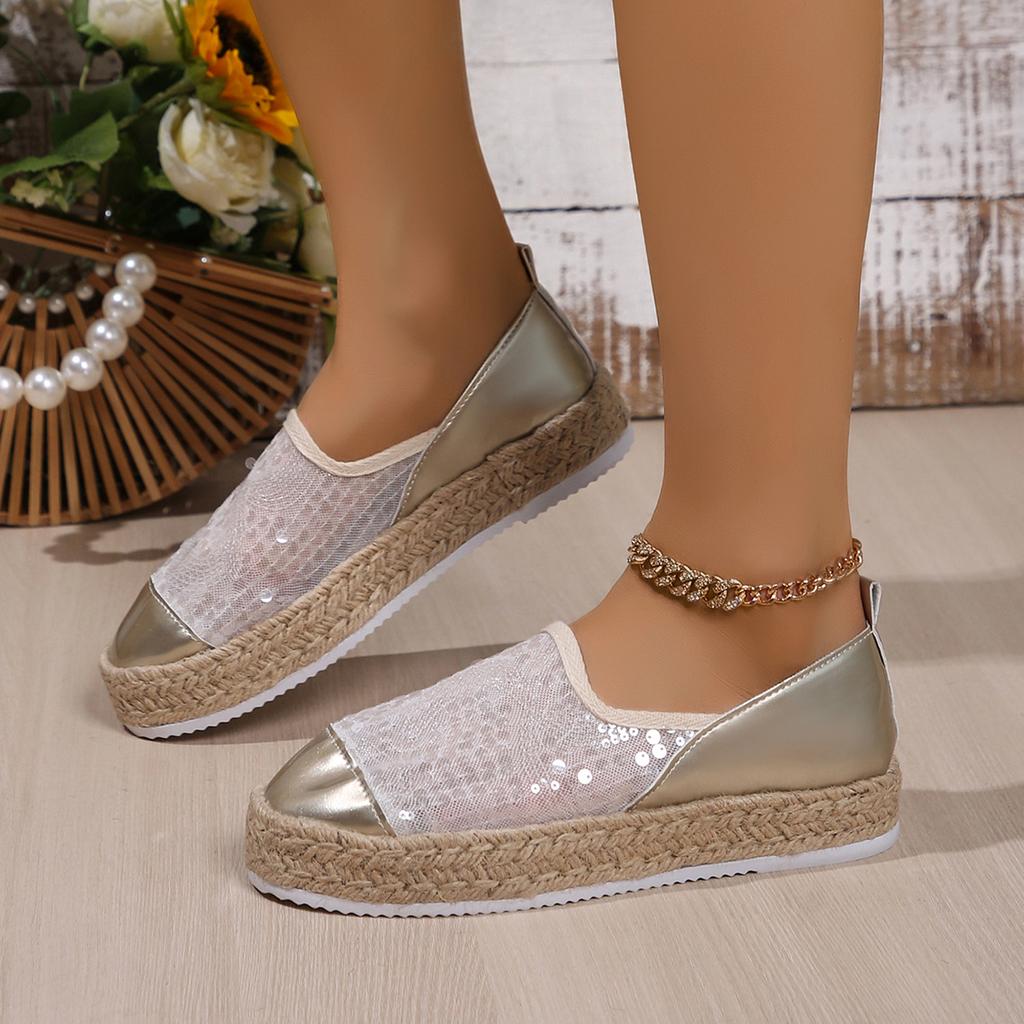 Mode Spleißen Pailletten Freizeitschuhe für Damen Slipper Mode Slip-on Mesh Sneakers Damenschuhe Große Größe 43 Damen Vulkanisierte Schuhe