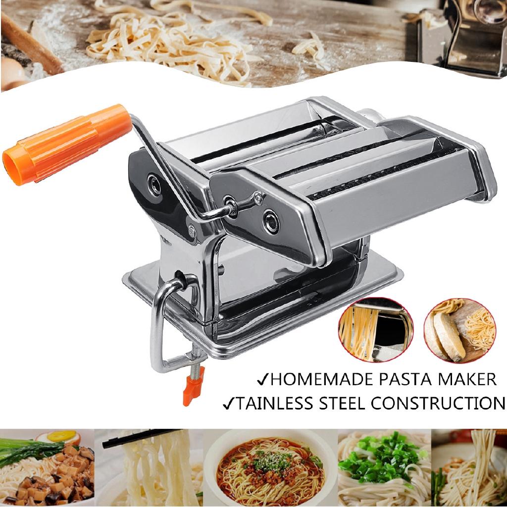 Silberner Edelstahl Frische Pasta-Maschine Walzenmaschine für Spaghetti-Nudel Fettuccine Knödel-Hersteller Nudel-Hersteller Walzen-Maschine