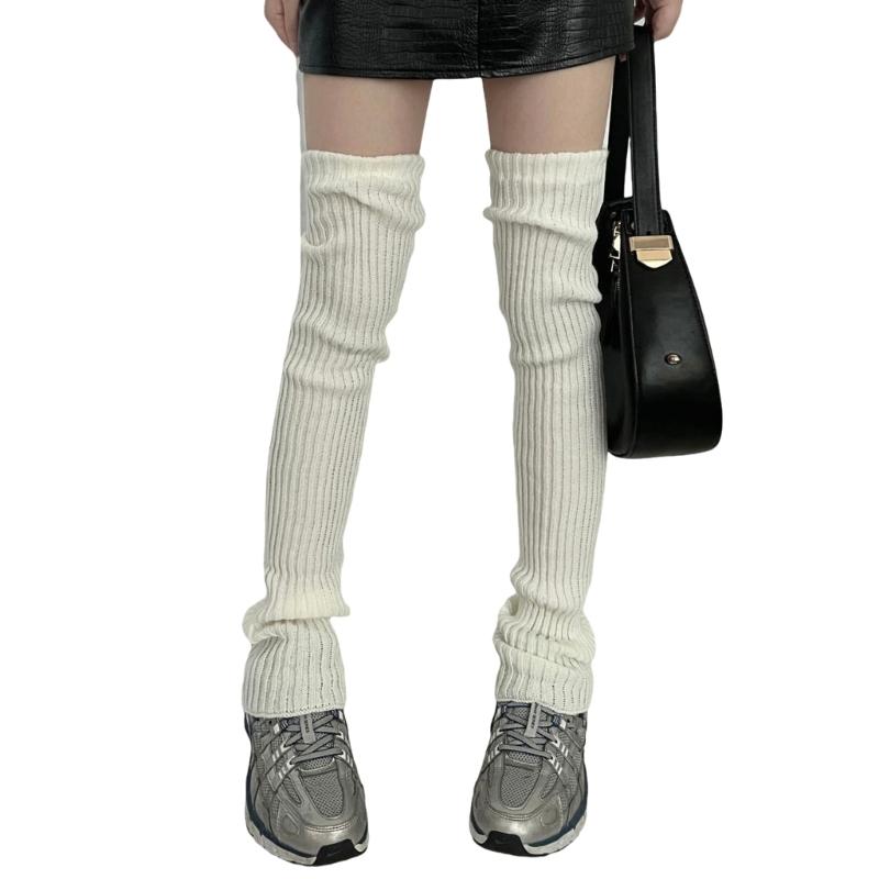 Women Color Knit Long Socks Subcultures Leg Warmers Winter Warm Ankle Heap Socks Thigh High Stocking Harajuku Boot Socks