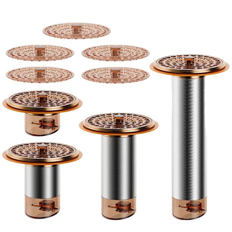 Extended Floor Drain Cores Antiodor Drainer Shower Strainer Cover AntiBlocking Round Floor Strainer Hair Catcher