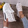Spring Summer Plus-size Women's Casual Platform Sandals Flower Summer Sneakers Lace Mesh with Increased Height Inside Shoes