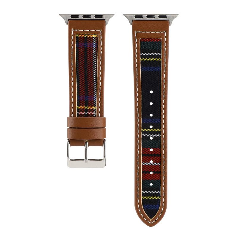 Leather Canvas Plaid Strap for Apple Watch Band Ultra 49mm 44mm 41mm 45mm40mm  Accessories Iwatch Series 9 8 6 7 SE Women's