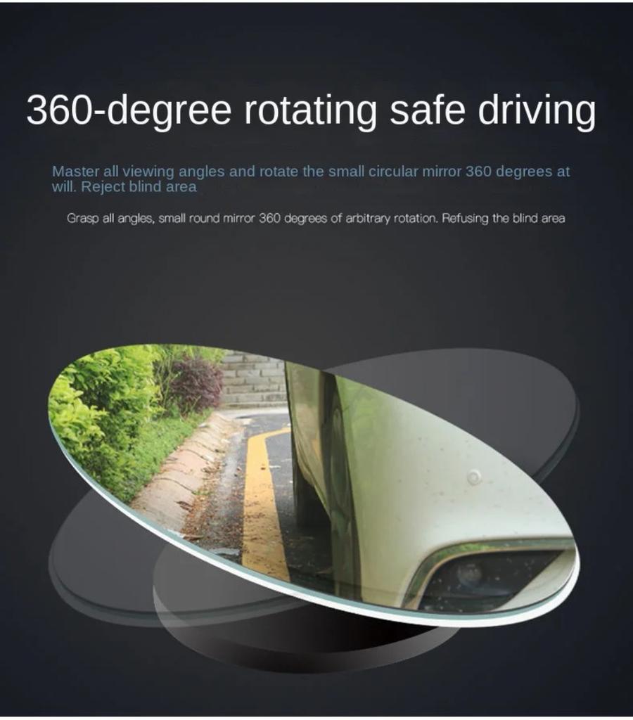 360° Adjustable Round Convex Car Blind Spot Mirror Auxiliary Wide Angle Rearview Side & Reverse Viewing Reflective Accessory