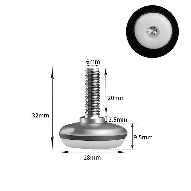 Stainless Steel Adjustable Furniture Feet Nylon Base Levelers, for Sofa, Table, Chair, Cabinet, Workbench of Leveling Feet