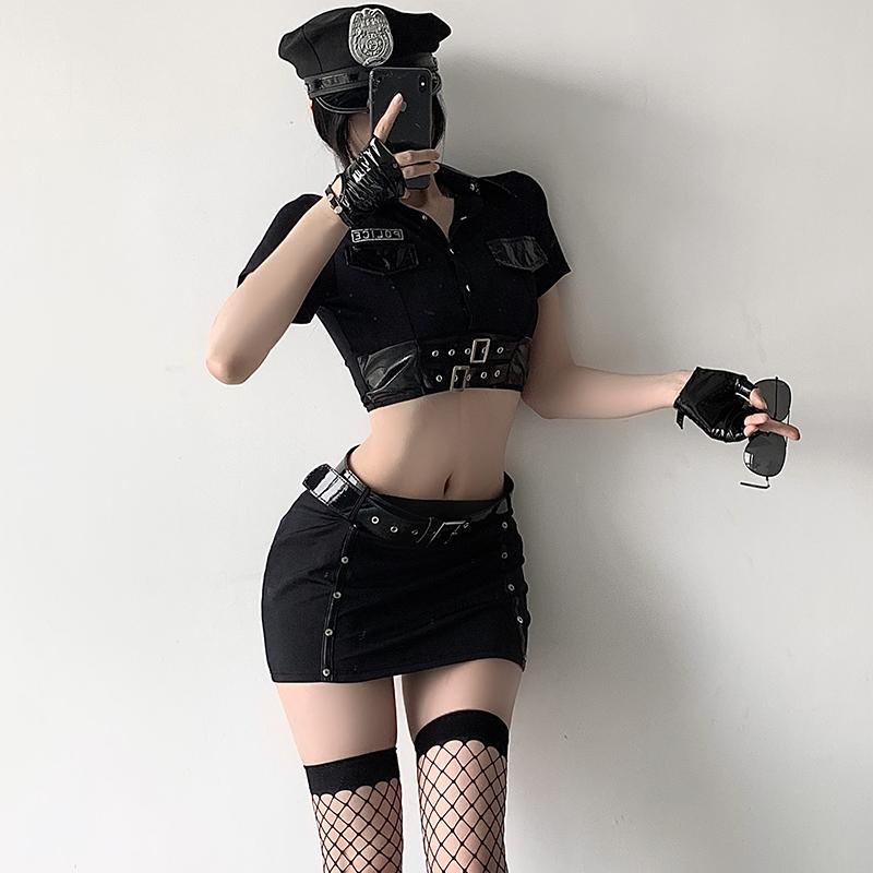 Women Sexy Lingerie Police Uniform Erotic Female Cop Sheath Dress Porn Policewoman Role Play Costume Cosplay Adult Underwear Set