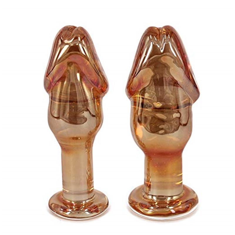 Lifelike Glans Penis Dildo Glass Butt Plug Stimulating Anal Sex Toy