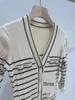 2024 Summer French-Style V-Neck Striped Slim-Fit Knitted Dress