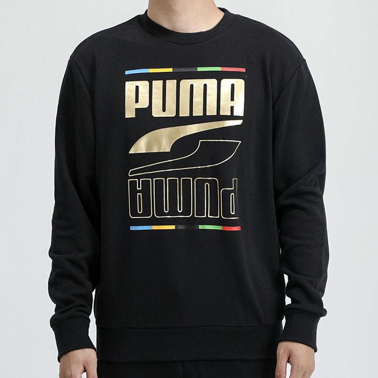 Puma Printed Crew Neck Casual Sweatshirt Men Tops Black 585267-01
