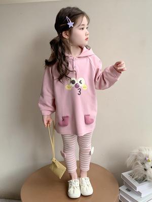 Mädchen Cartoon Sweatshirt & Leggings Set - Frühling/Herbst 2025 Modisches zweiteiliges Outfit für Kinder