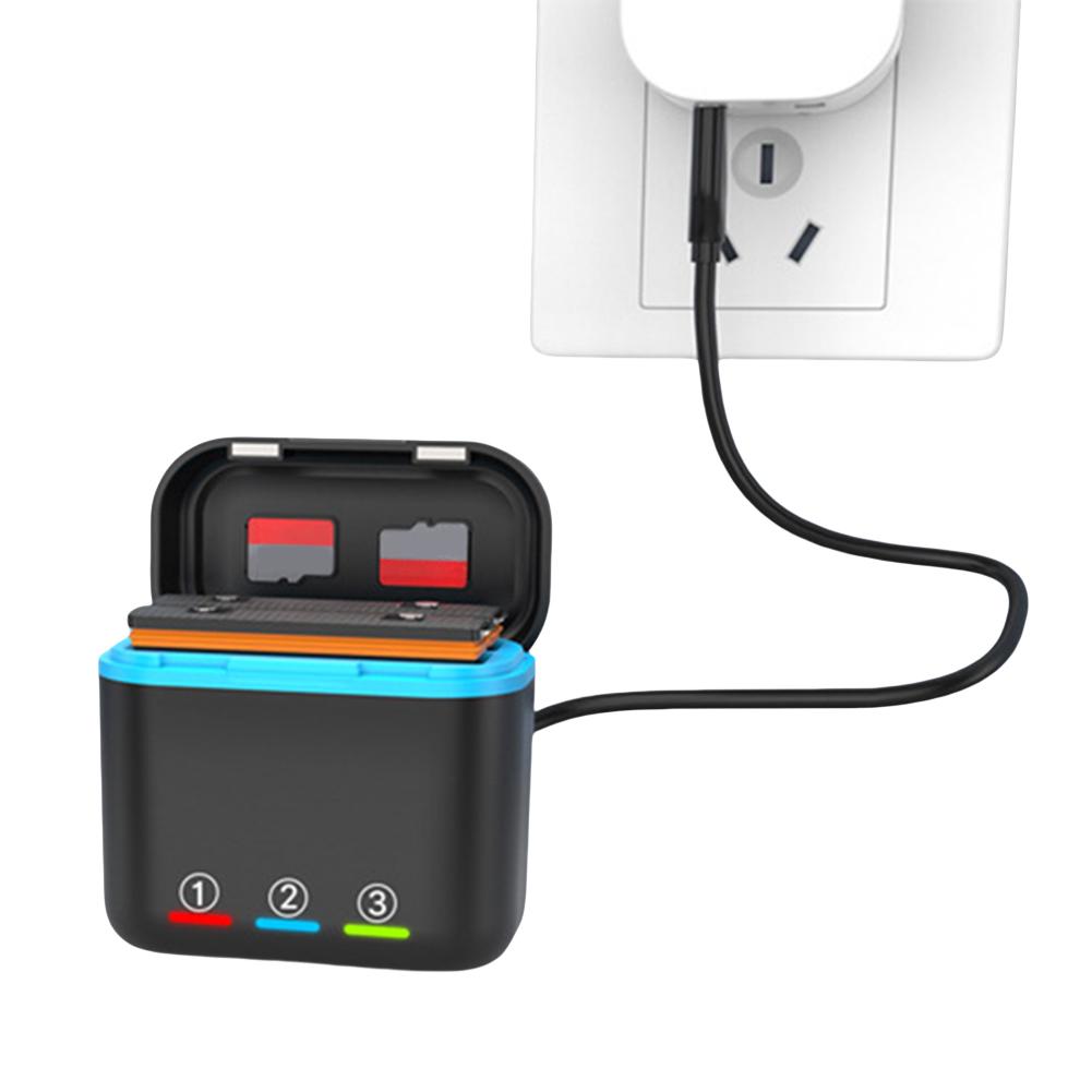 2-Channel Battery Charger with Misro SD Card Slots Fast Charger Batteries Storage Case for Insta360 X3 Accessories