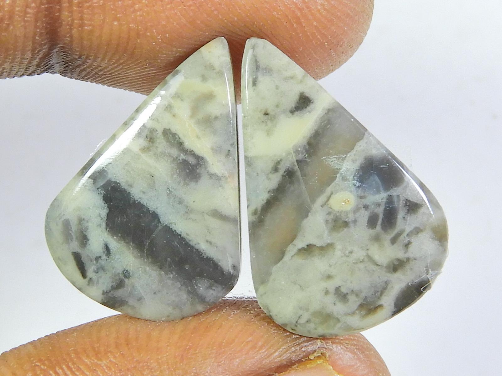 

Natural Puff Jasper Matched Pair Pear Cabochon Loose Gemstone 15X22X04 MM SK-264