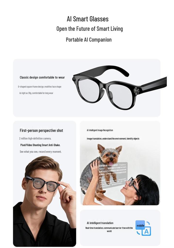 Cross-border M89 AI Smart Glasses: 8MP Photo & Video Recorder with Advanced Black Technology for Outdoor Use