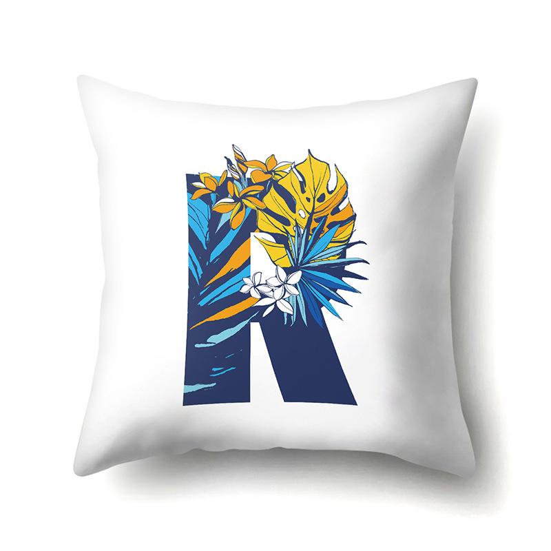 Polyester Pillowcase Tropical Plant Parrot Bird 26 English Letters Home Cushion Cover Bedside Cushion Cover