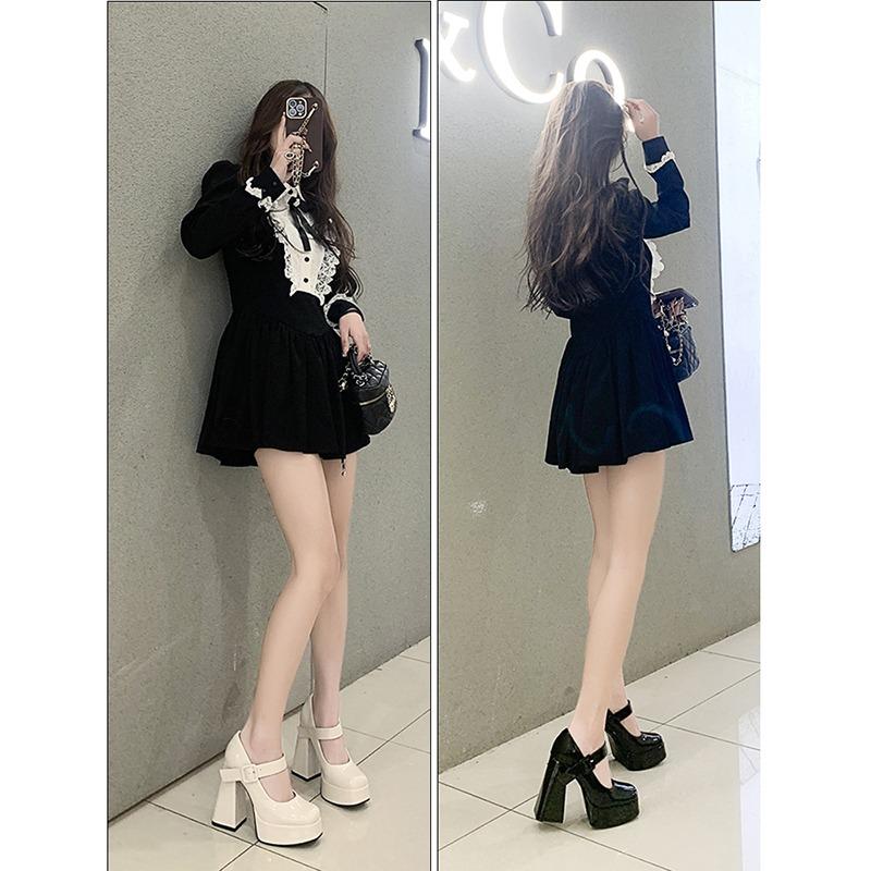 Mary Jane High Heels Women's White New Waterproof Platform Thick-soled Thick Heel One-word Buckle Belt Temperament Single Shoes