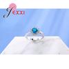Sea Blue Round Rhinestone Rings For Women 925 Sterling Silver Anniversary Ring Jewelry Best Gift For Wedding Anel
