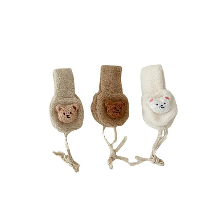 New Fashion Korea Women Winter Warm Plush Earmuff Ear Warmer Cute Bear Adults Kids Tie Plush Earmuffs