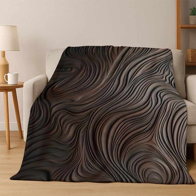Retro Wood Grain Growth Ring Flannel Blanket Soft Warm Throw Blanket for Bedroom Living Room Bed Travel Camping Picnic Gift Kid