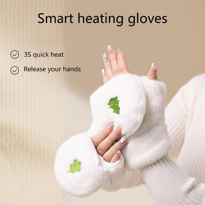 1pair Women Heated Gloves Rechargeable Hand Mittens Outdoor Activity Gloves for Outdoor Climbing