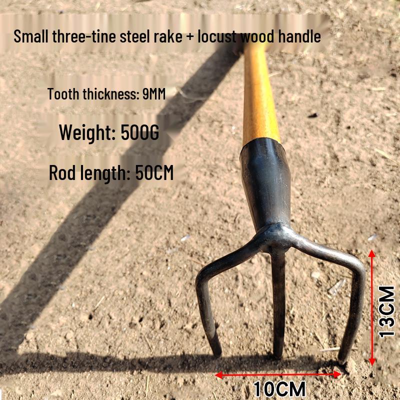 Multi-Tooth Steel Rake for Clamming, Soil Cultivation, Sweet Potato & Peanut Digging, Weeding, and Household Use