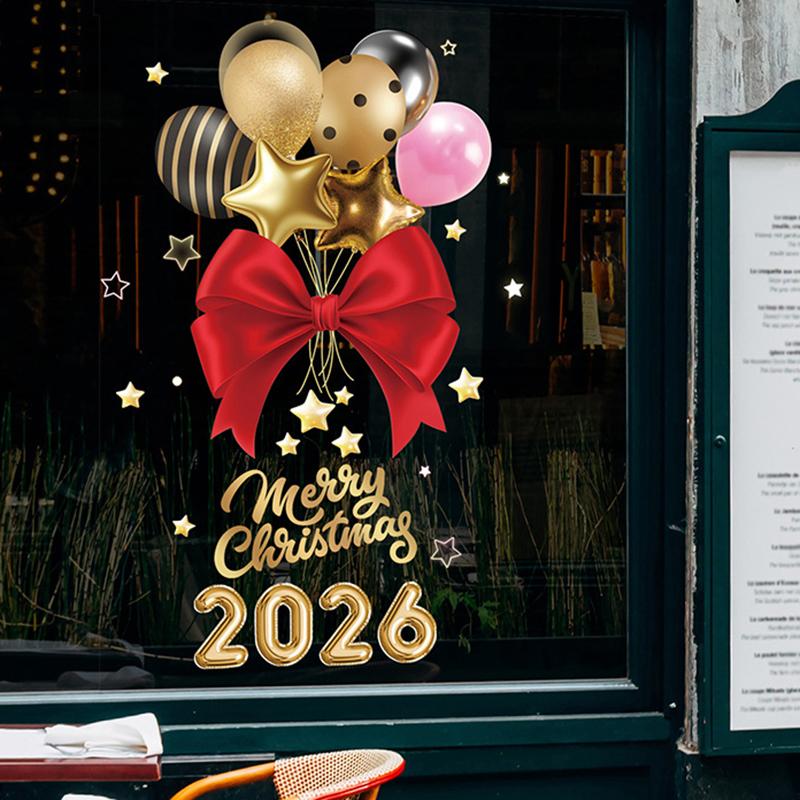 Adesivi per Vetrine Capodanno 2025 Decorazione Natalizia Babbo Natale Pupazzo di Neve Adesivo Albero di Natale Decorazione Vetro Decalcomania Regalo di Natale