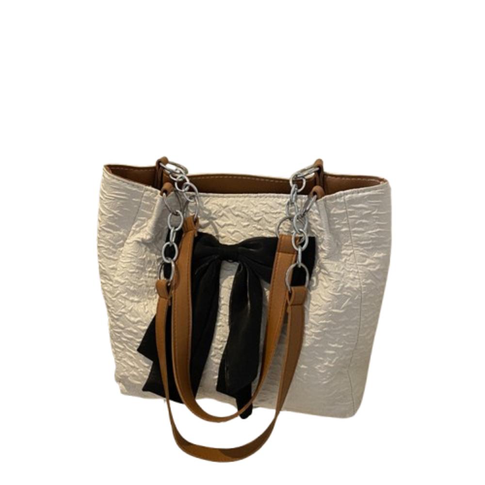 

Korean Style Single Shoulder Bag Nylon Bucket Shopping Bag All-match Bowknot Tote Bag Girls хаки/белый