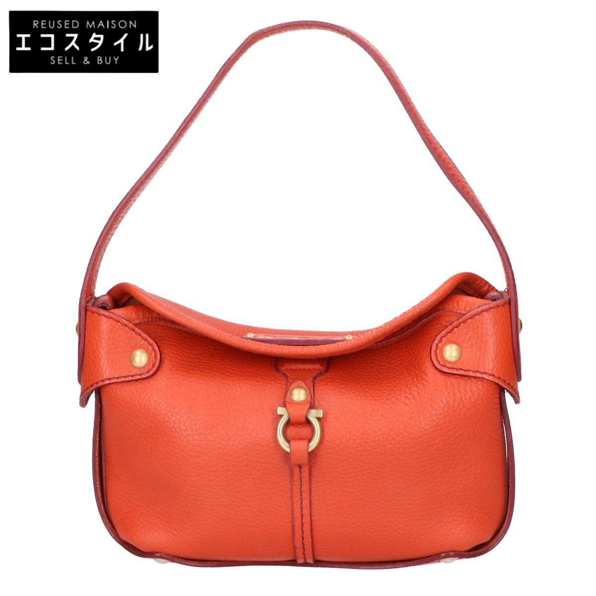 

Salvatore Ferragamo [Excellent Condition] AU-21 6822 Gancini Leather One Shoulder bag OrangeUsed