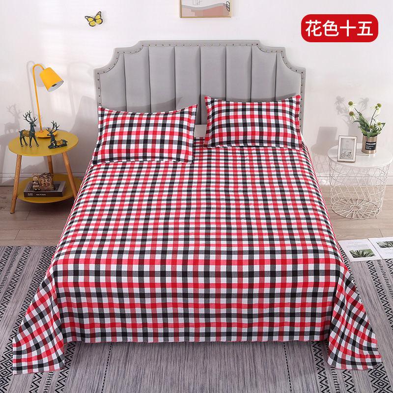 Plaid Bed Flat Sheets Home Textile Modern Single Queen King Size Bedspread Bedding Brushed Breathable Anti-Mites Mattress Cover