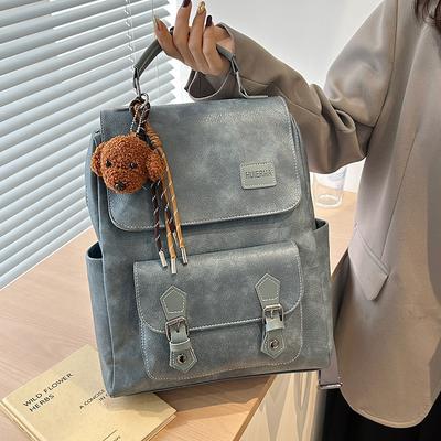 Retro Rucksack mit großem Fassungsvermögen Damen Weiches Leder Vielseitige College-Tasche Reiserucksack