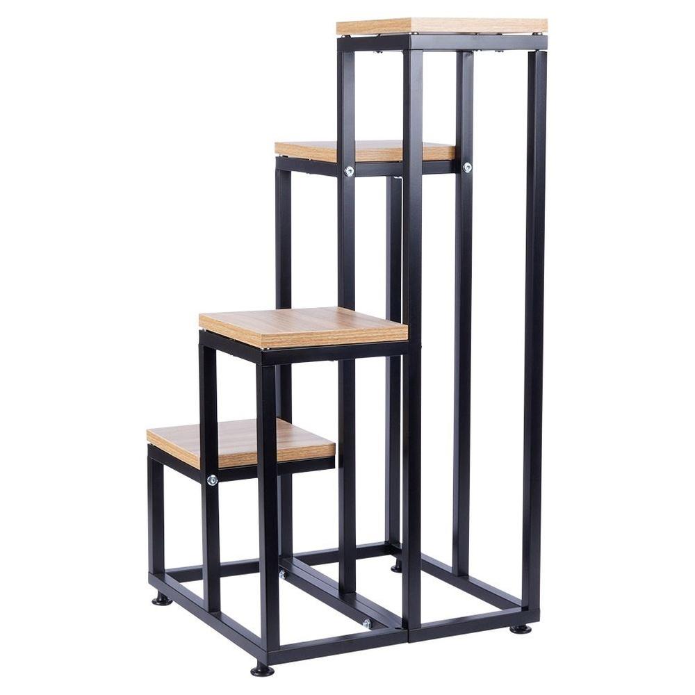 Metal Flower Stand 4-Tier, Tiered Stand for Pots, Plants, and Flowers