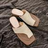 French Retro Vacation Style Woven Toe Cool Slippers Women's Outer Wear 2025 Summer New Niche Thick Heel Sandals