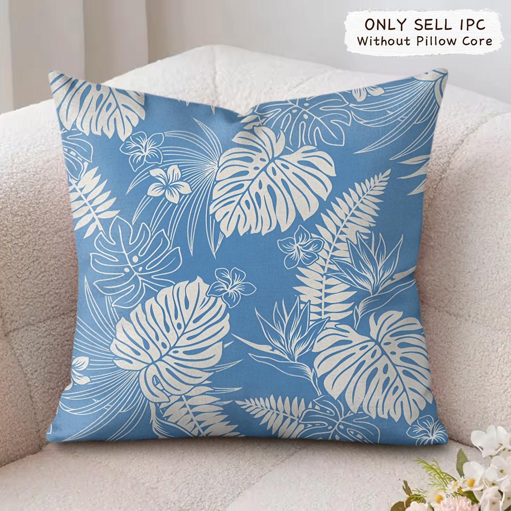 Monstera Pattern Cushion Cover Soft Plush Fabric DoubleSided Printed Cushion Covers for All Seasons Modern HomeDecor Gift