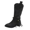 Herbst Winter Übergröße Damen PU Nieten Gürtelschnalle Martin Stiefel Bequem Warm Scharf Spitz Quaste Mid-Calf Stiefel Schuhe 36-42