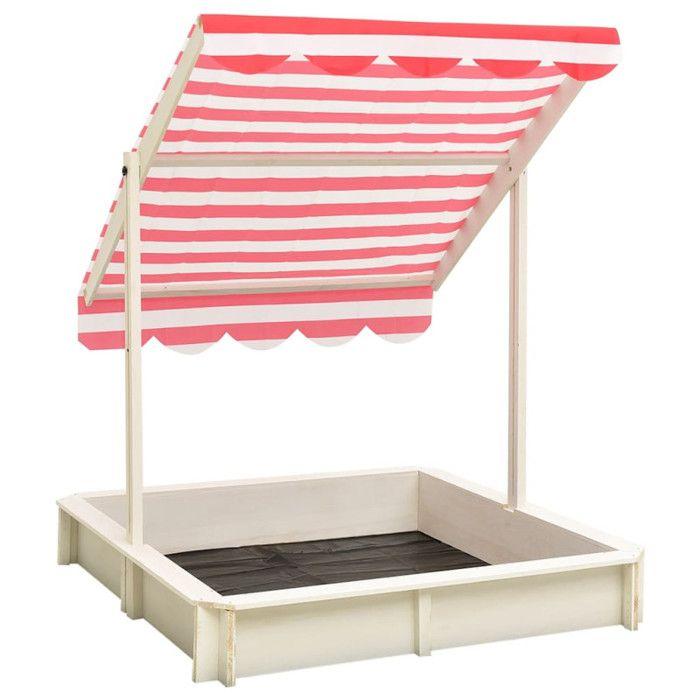 VidaXL Sandpit and Adjustable Roof Fir Wood White and Red UV50