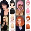 Cosplay Bob Straight Hair Wigs Harajuku Pink Black Orange Short Wigs Women Layered Wig  Carnival