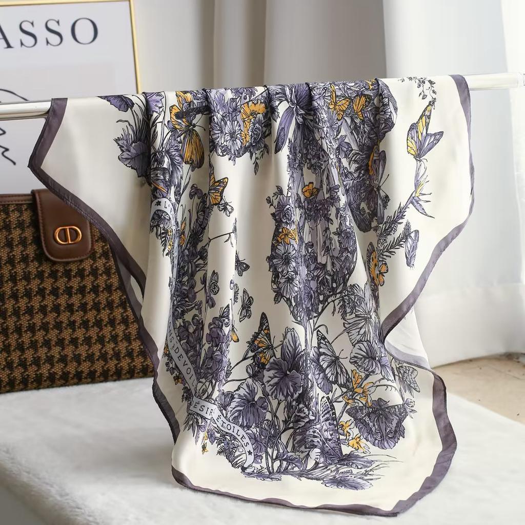 New 100% Natural Silk Scarf Square Female Fashion Beach Pashmina Bufanda Women Shawl Wraps Bandana 65cm Scarves Foulard Echarpe