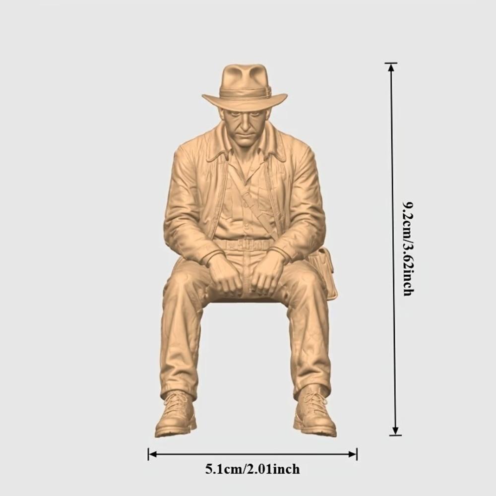 Realistic Explorer Sitting Statue Western Cowboy Explorer Desk Sculpture Gift