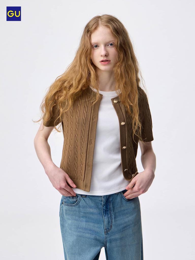 Uniqlo Gu Cable Metal Button Cardigan  Short Sleeve 